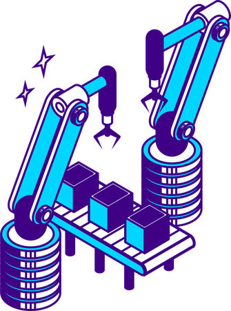 Roboterarm mit Förderband  Illustration