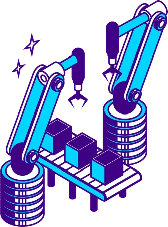 Roboterarm mit Förderband  Illustration