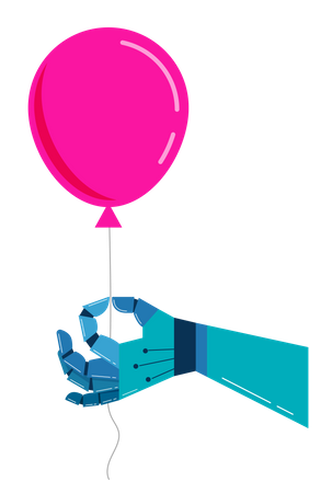 Roboterhand mit einem rosa Luftballon  Illustration