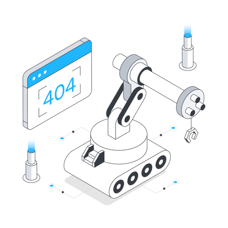 Robotic 404 Error  Illustration