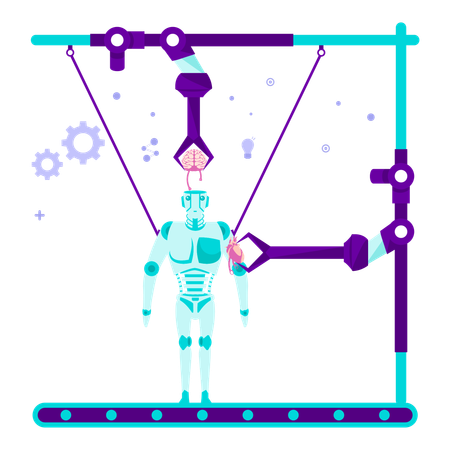 Robotic arm is employed in the creation of a new robot  Illustration