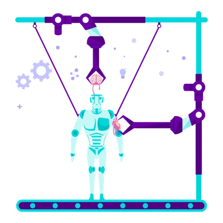 Robotic arm is employed in the creation of a new robot  Illustration