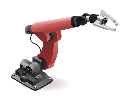 Robotic arm tool technology for the packaging industry with artificial intelligence  Illustration