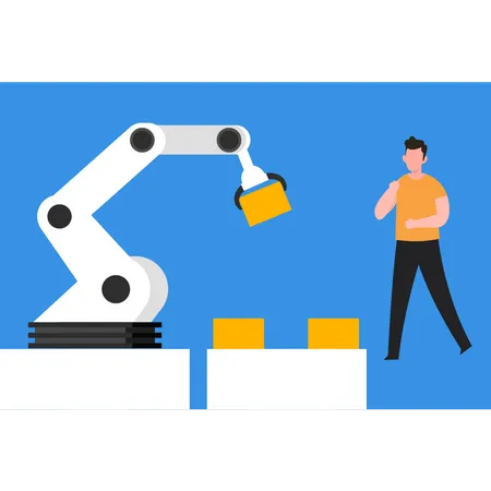 A Robotic Arm Working In Manufacturing Illustration