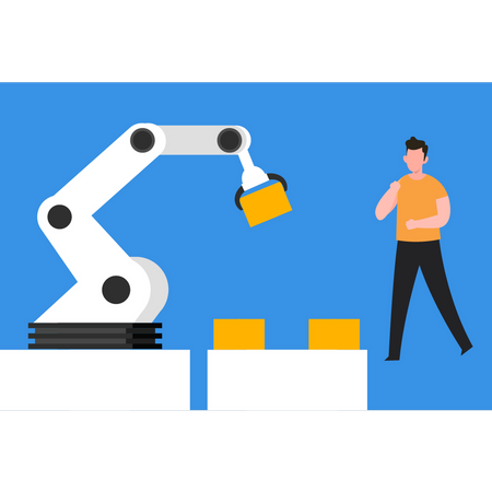 Robotic arm working in manufacturing unit  Illustration