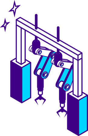 Robotic arms in factory  Illustration