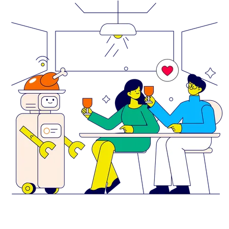 Robotic Butler Illustration Illustration