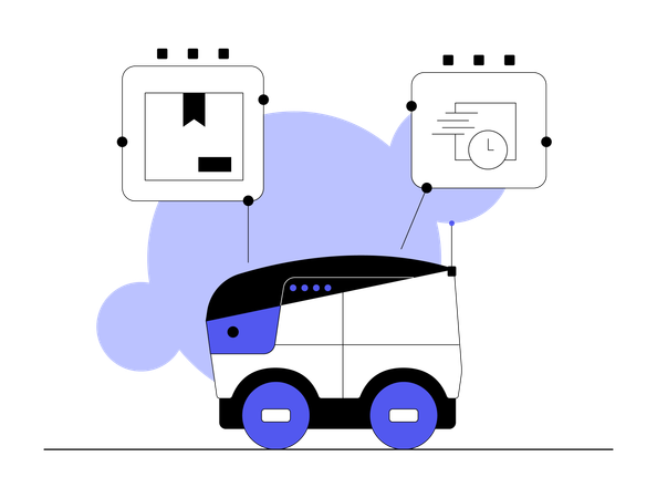 Robotic delivery supplying products at customer's house  Illustration