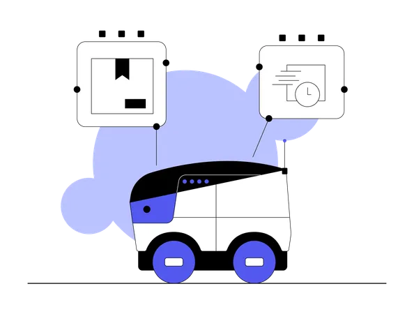 Robotic delivery supplying products at customer's house  Illustration