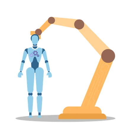 Roboticist Concept Robotic Engineering And Constructing Idea Of Artificial Intelligence In Modeling Industry Automation System Production Flate Vector Illustration イラスト