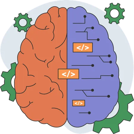 Robotic mind is working  Illustration