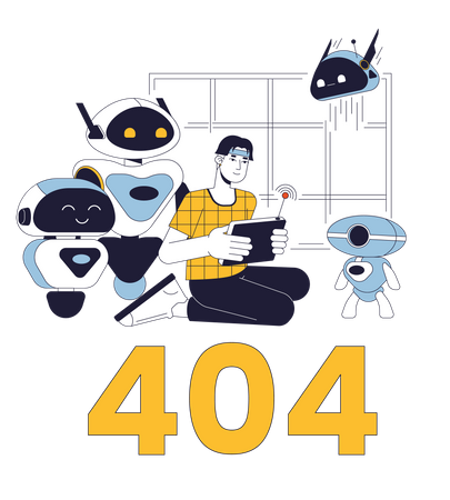 Robotic scientist laboratory error 404  Illustration