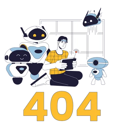 Robotic Scientist Laboratory Error 404 Flash Message Testing Android Ai Technology Empty State Ui Design Page Not Found Popup Cartoon Image Vector Flat Illustration Concept On White Background Illustration