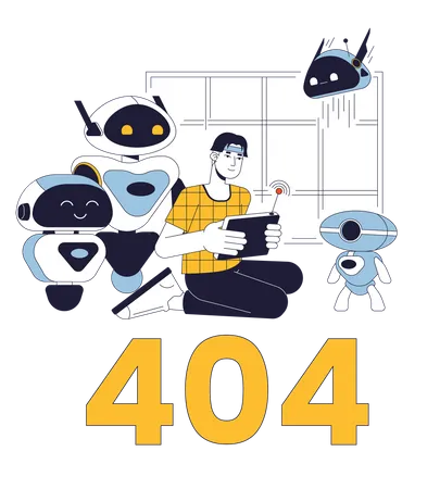 Robotic scientist laboratory error 404  Illustration