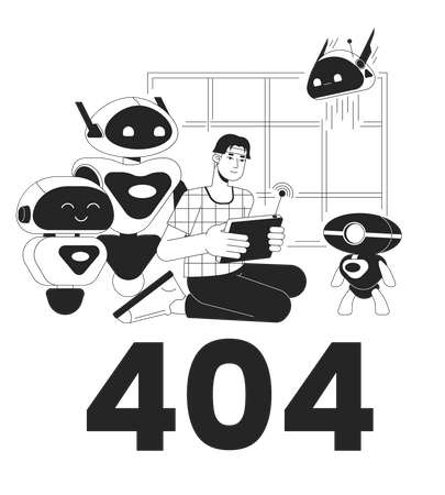 Robotic scientist laboratory error 404  Illustration