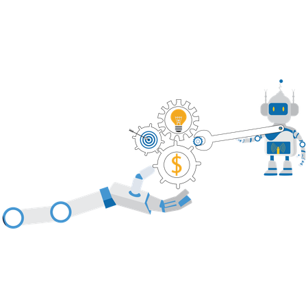 Robotic Wrench and cogs  Illustration