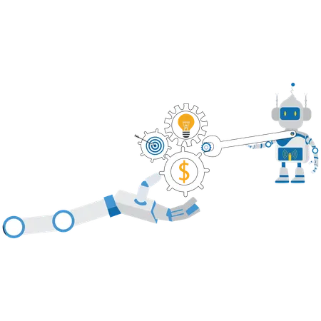 Robotic Wrench and cogs  Illustration