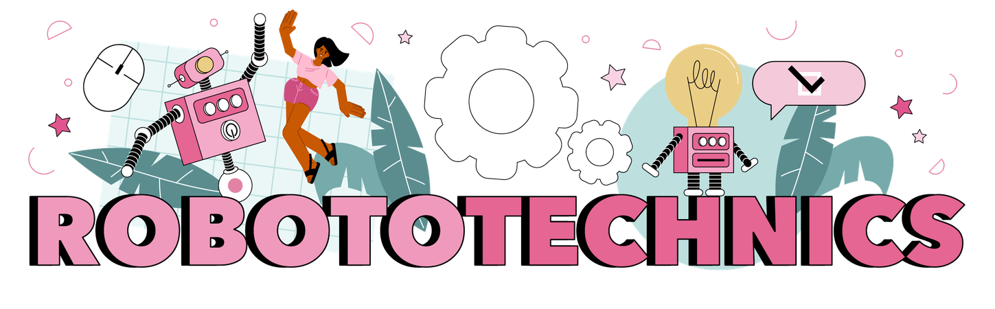 Robotics constructing developing and setting  イラスト
