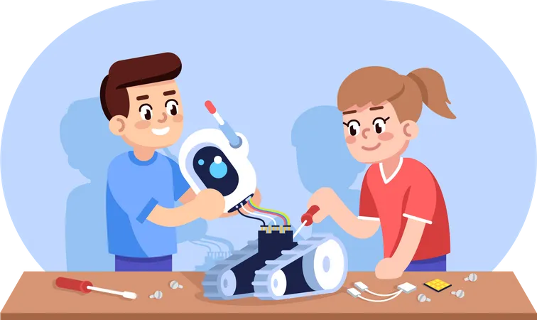 Robotics course for children  Illustration