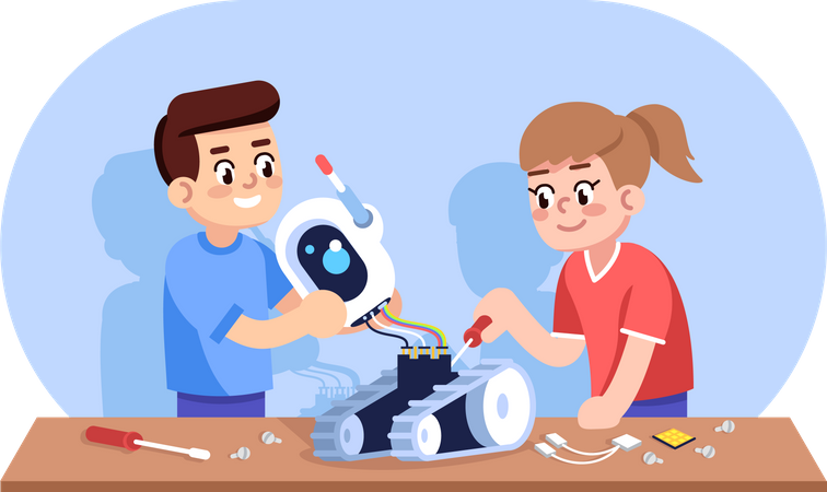 Robotics course for children  Illustration