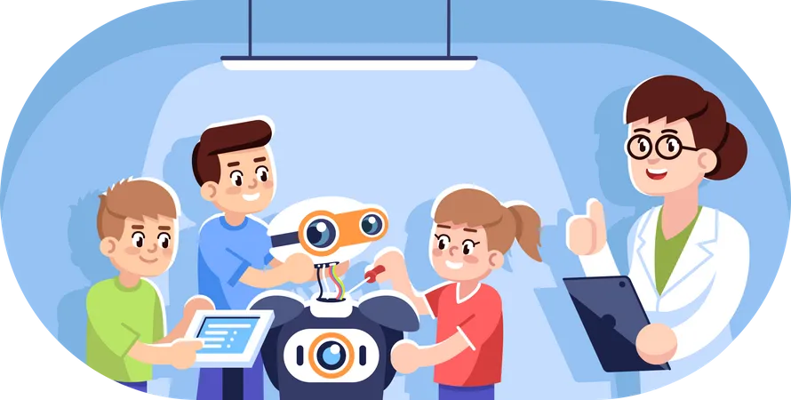 Robotics courses for children  Illustration