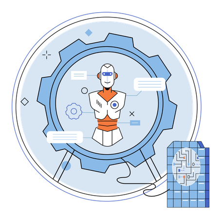 Robotics production and application of robots  Illustration