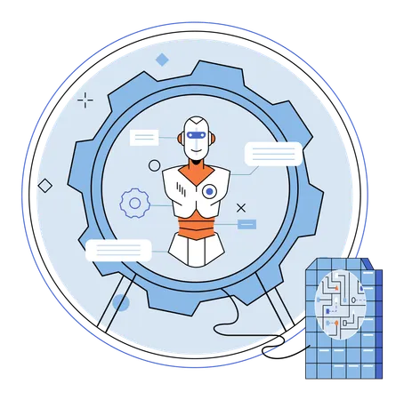 Robotics production and application of robots  Illustration