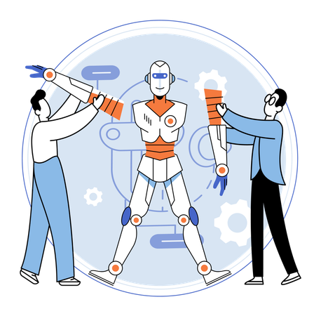 Robotics scientific production and application of robots devices  Illustration