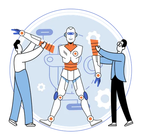 Robotics scientific production and application of robots devices  Illustration