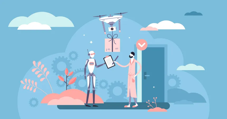 Robotized delivery service  Illustration