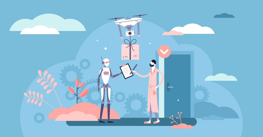 Robotized delivery service  Illustration