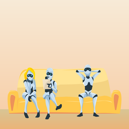 Robots waiting for job interview  Illustration