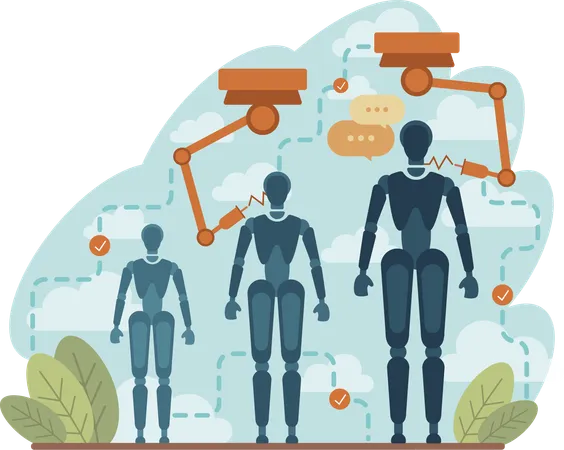Robots working in business  Illustration