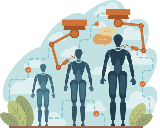 Robots working in business  Illustration