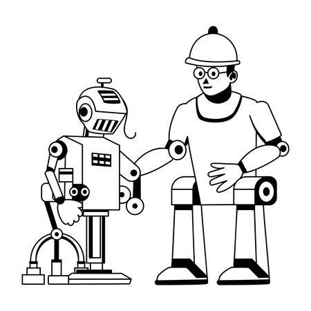 Robots working together  Illustration