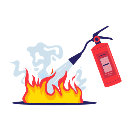 Rociar agua para extinguir el fuego  Ilustración