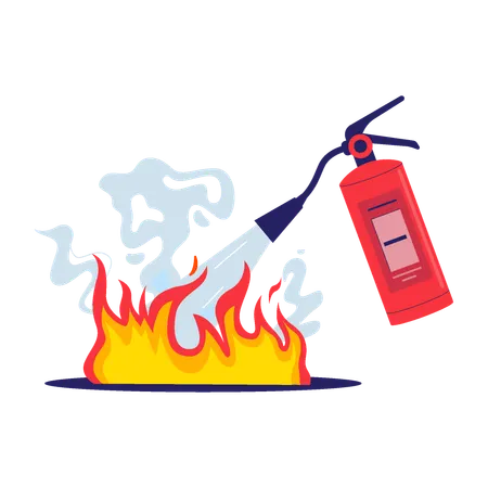 Rociar agua para extinguir el fuego  Ilustración
