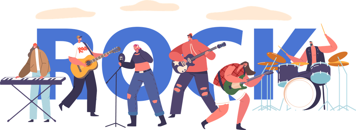 Rock Band On Stage  Illustration