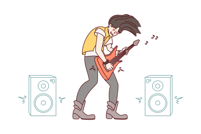 Rock guitarist performing  Illustration