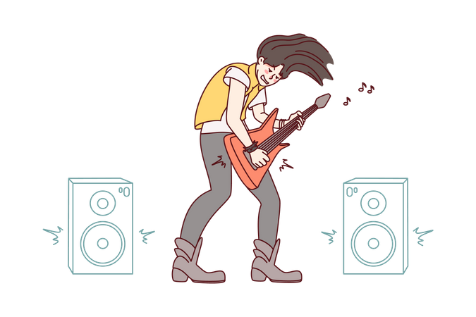 Rock guitarist performing  Illustration