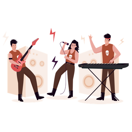 Rock music band Illustration
