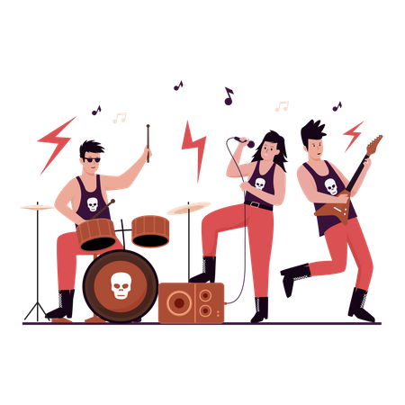 Rock music band performance on stage Illustration