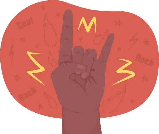 Rock N Roll Salute 2 D Vector Isolated Illustration Heavy Metal Flat Hand Gesture On Cartoon Background Devil Horns Colourful Editable Scene For Mobile Website Presentation Blaka Regular Font Used Illustration
