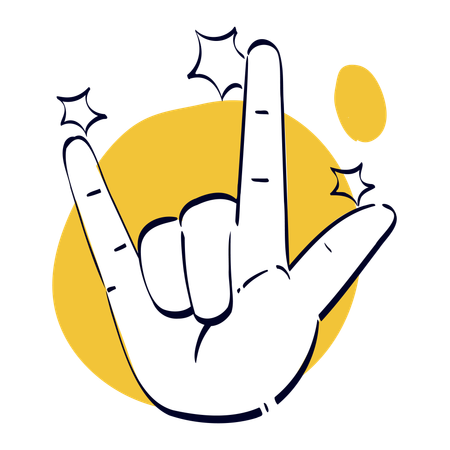 Rock On Hand Gesture  イラスト