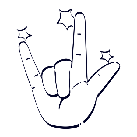 Rock On Hand Gesture  イラスト