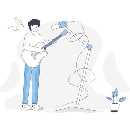 Rock star singing song  Illustration