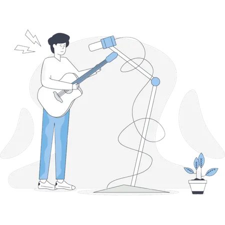Rock star singing song  Illustration