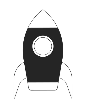 Rocket Flat Monochrome Isolated Vector Object Space Exploration Spaceship Editable Black And White Line Art Drawing Simple Outline Spot Illustration For Web Graphic Design Illustration