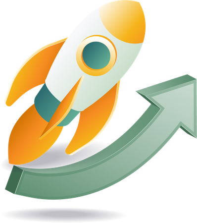 Rocket flying up symbol of business growth  Illustration