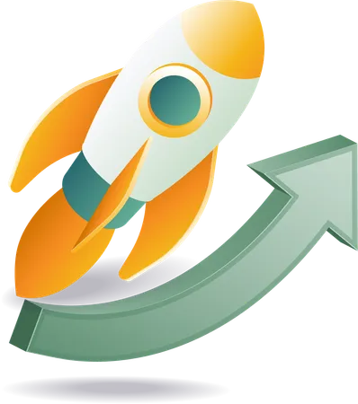 Rocket flying up symbol of business growth  Illustration